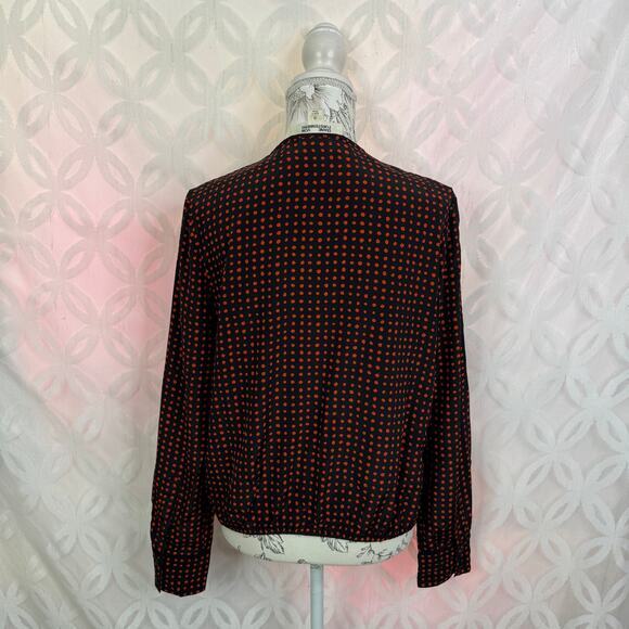 Diane‎ Von Furstenberg Dot Print Silk Drape Front Blouse Size 10 - Picture 8 of 12
